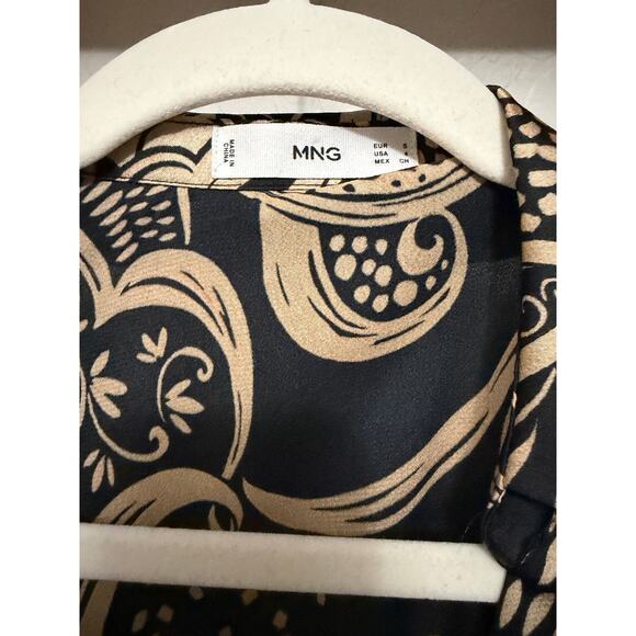 MNG (Mango) | Paisley Dress black and gold/tan | size 4/small - Picture 4 of 6